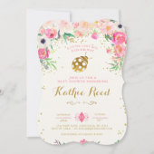 LadyBug Baby shower Invitation Roze Kaart (Voorkant)