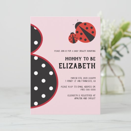Ladybug baby shower invitation silhouette enceinte (Debout devant)