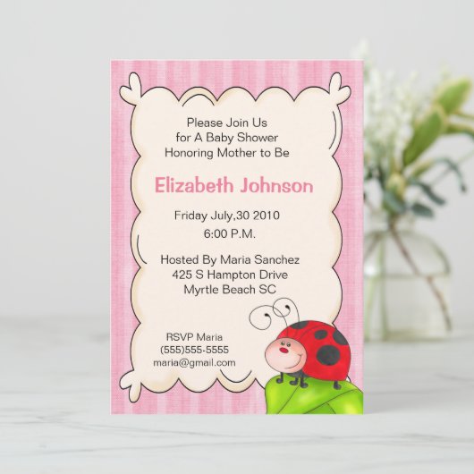 Ladybug Baby Shower Invitations (Debout devant)