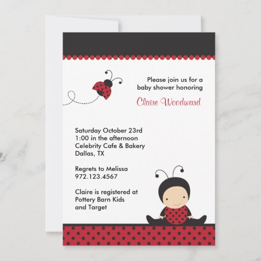 Ladybug Baby Shower Invitations (Devant)