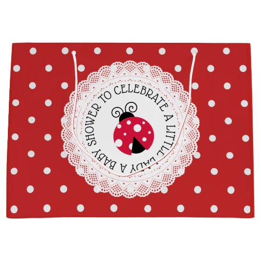 Ladybug Baby shower is een meisje Groot Cadeauzakje (Voorkant)