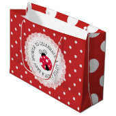 Ladybug Baby shower is een meisje Groot Cadeauzakje (Voorkant Gekanteld)