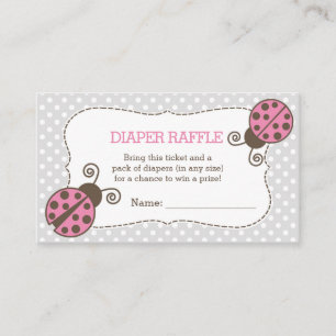 Ladybug Baby shower Luier Raffle Ticket Roze Grijs Informatiekaartje