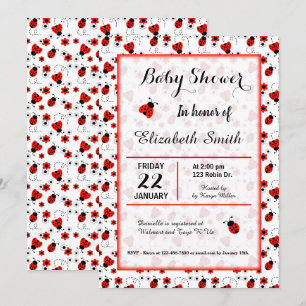 Ladybug Baby shower of Birthday Party Invitation Kaart