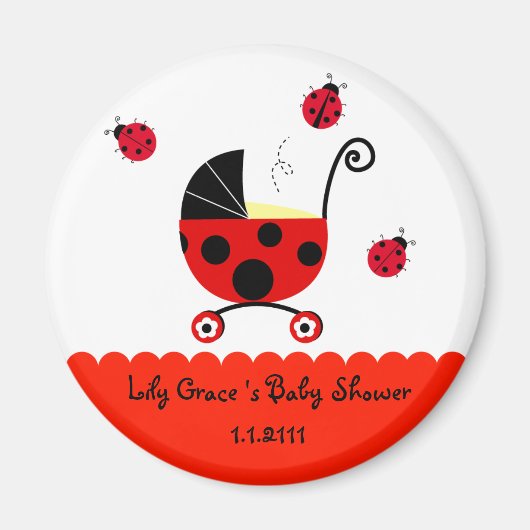 Ladybug Baby shower Party Favoriser les Magnets (Devant)