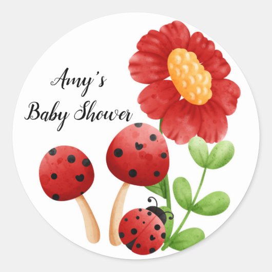 Ladybug Baby shower stickers, label (Voorkant)