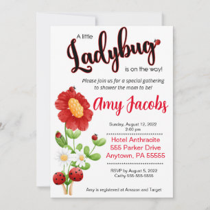 Ladybug Baby shower-uitnodiging, Girl-douche Kaart