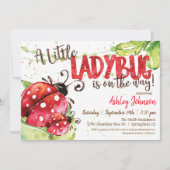 Ladybug Baby shower uitnodiging, Meisje Kaart (Voorkant)