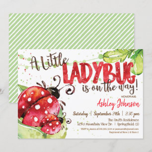 Ladybug Baby shower uitnodiging, Meisje Kaart