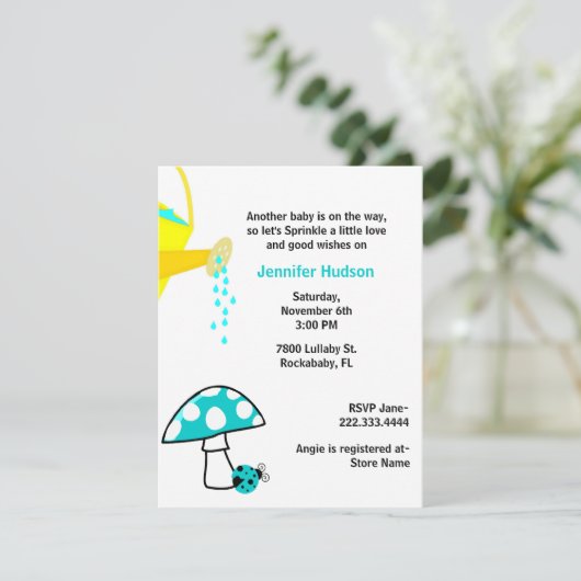 Ladybug Baby Sprinkle Shower-uitnodiging Kaart (Staand voorkant)