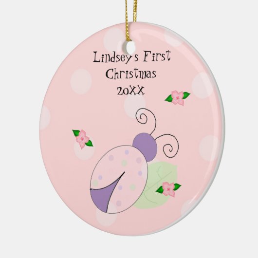 Ladybug Baby's Eerste Kerstmis Keramisch Ornament (Links)