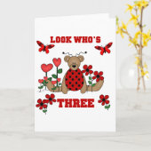 Ladybug Beer 3e Verjaardag Tshirts Kaart (Gele Bloem)