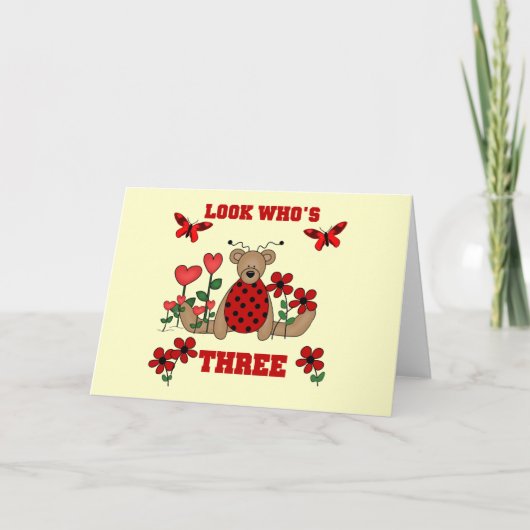 Ladybug Beer 3e Verjaardag Tshirts Kaart (Voorkant)