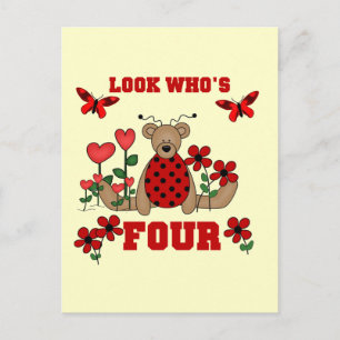 Ladybug Beer 4e Verjaardag Tshirts en geschenken Briefkaart