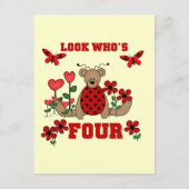 Ladybug Beer 4e Verjaardag Tshirts en geschenken Briefkaart (Voorkant)