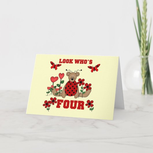 Ladybug Beer 4e Verjaardag Tshirts en geschenken Kaart (Voorkant)