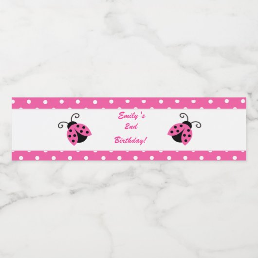 Ladybug Birthday Bouteille Étiquette fille rose ch (Étiquettes simples)
