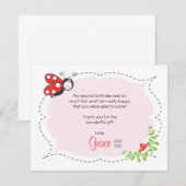 Ladybug Birthday Flat Dank je wel Bedankkaart (Voorkant / Achterkant)