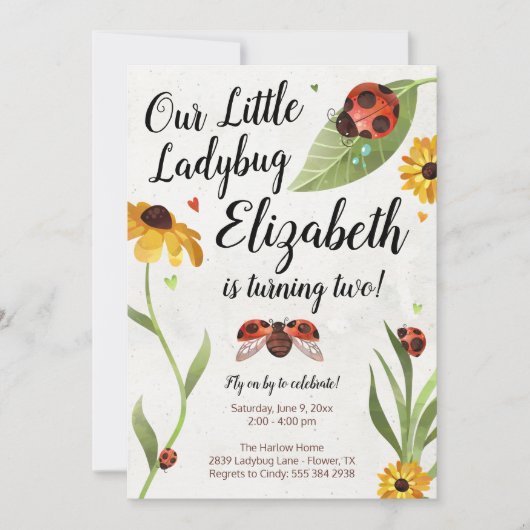 Ladybug Birthday Invitation (Devant)