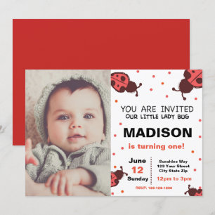 Ladybug Birthday Invitation avec photo