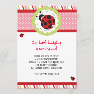 Ladybug Birthday Invitation Kaart