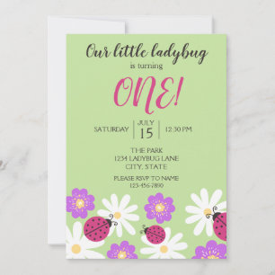 Ladybug Birthday Invitation Kaart