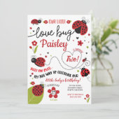 Ladybug Birthday Invitation, Lady Love Bug Invite Kaart (Staand voorkant)