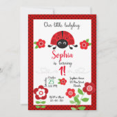 Ladybug Birthday Invitation, Ladybug Invitation Kaart (Voorkant)