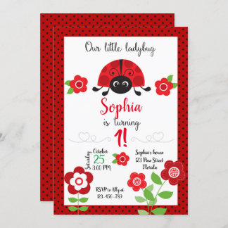 Ladybug Birthday Invitation, Ladybug Invitation Kaart