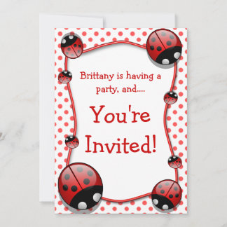 Ladybug Birthday Party Invitation Kaart