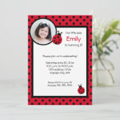 Ladybug Birthday Party Invitation Kaart (Staand voorkant)
