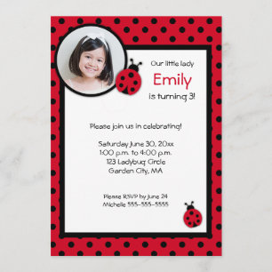 Ladybug Birthday Party Invitation Kaart