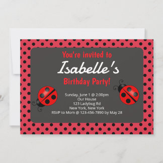 Ladybug Birthday Party Invitation Kaart