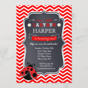 Ladybug Birthday Party Invitations Kaart