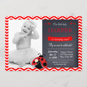 Ladybug Birthday Party Invitations Kaart