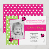 Ladybug BIrthday Party-uitnodigingen Kaart (Voorkant / Achterkant)