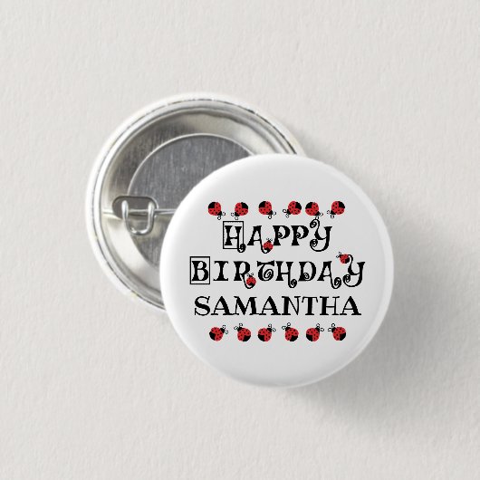 Ladybug Birthday Personalized Ronde Button 3,2 Cm (Voorkant /achterkant)