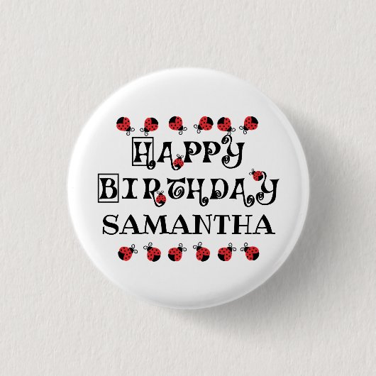 Ladybug Birthday Personalized Ronde Button 3,2 Cm (Voorkant)