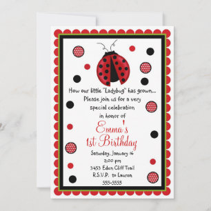 Ladybug Birthday-uitnodigingen Kaart