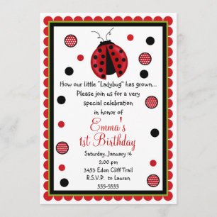 Ladybug Birthday-uitnodigingen Kaart