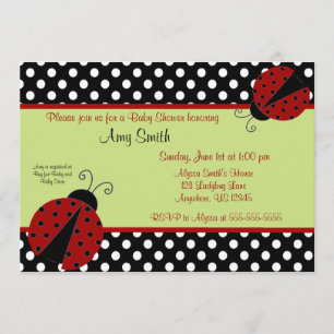 Ladybug Black Dot Baby of Bridal Shower Invitation Kaart