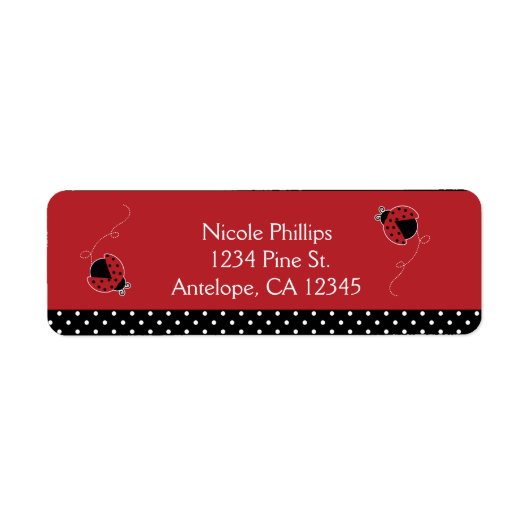 Ladybug Black & Red Invitation Adresetiketten Etiket (Voorkant)