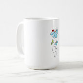 Ladybug Bloom – Design minimal de mug à café flora (Devant gauche)