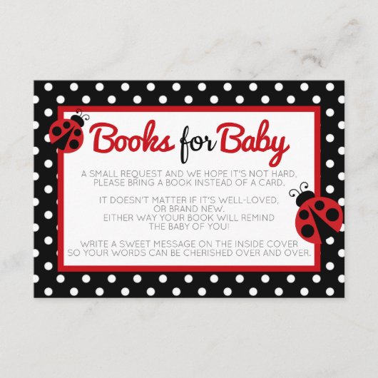 Ladybug Boeken voor Baby Enclosure Uitnodigen Invo Informatiekaartje (Voorkant)