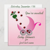 Ladybug Bug-gy Invitation Kaart (Voorkant / Achterkant)