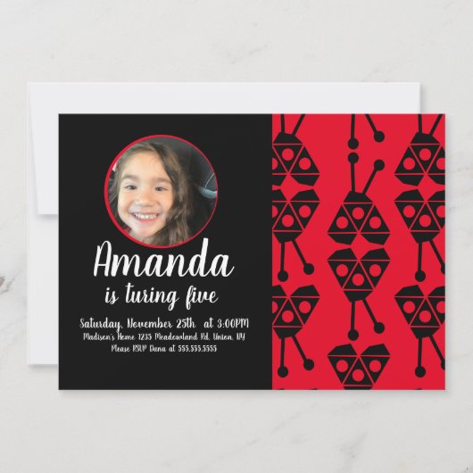 Ladybug Bug Insecte Geometrical Birthday Party Kaart (Voorkant)