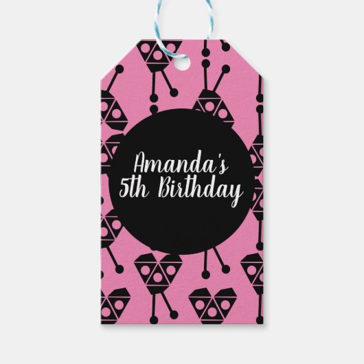 Ladybug Bug Insecte Geometrical Birthday Party Roz Cadeaulabel (Voorkant)