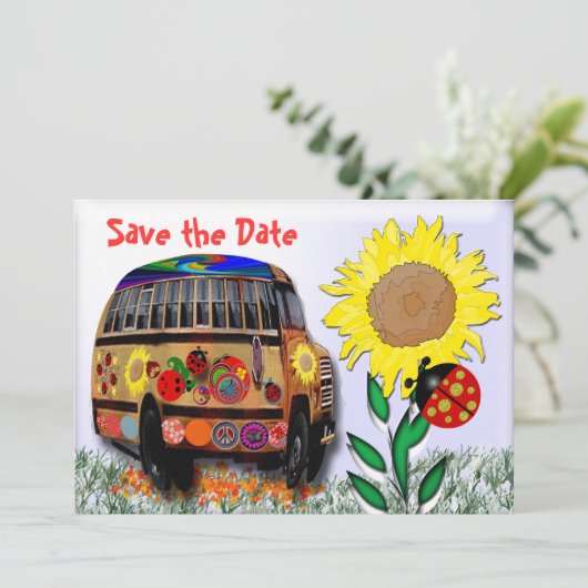 Ladybug Bus Save The Date (Staand voorkant)