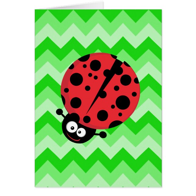 Ladybug-Cartoon op groene zigzag (Voorkant)