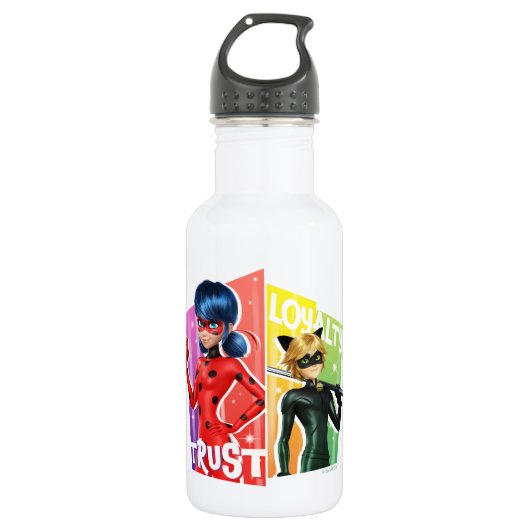 Ladybug & Cat Noir | Vertrouwen en loyaliteit Waterfles (Voorkant)